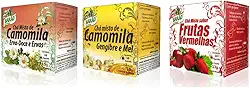 Kit 3 Chás Barão de Cotegipe - Camomila Erva Doce 15g, Camomila Gengibre e Mel 10g e Frutas Vermelhas 13g, 10 sachês cada