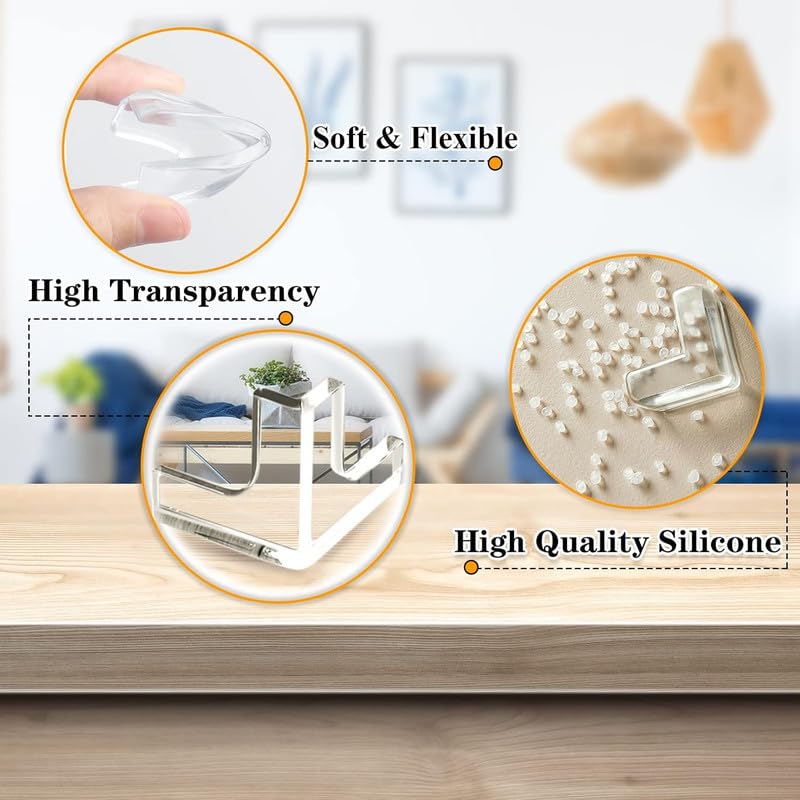 Image of Pack of 12 Silicone Corner Protector for Baby Edge Protector for Sharp Edges Baby Proofing Edge Guards Table Corners Edge Protector for Furniture Bed