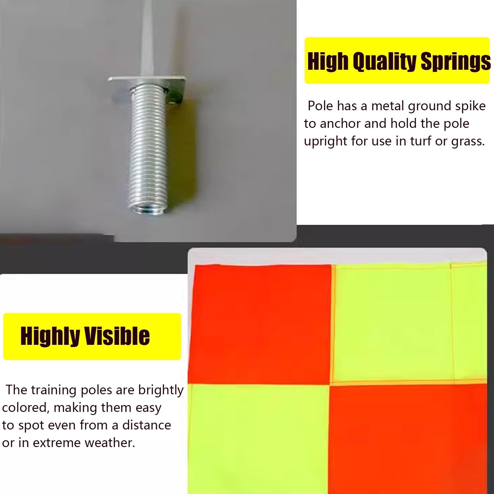 Postes de entrenamiento de fútbol con base, 1,2/1,5/1,8 m de altura Postes de agilidad para entrenamiento de slalom, utilizados para ejercicios de agilidad y marcadores de campo, equipo de entrenamien