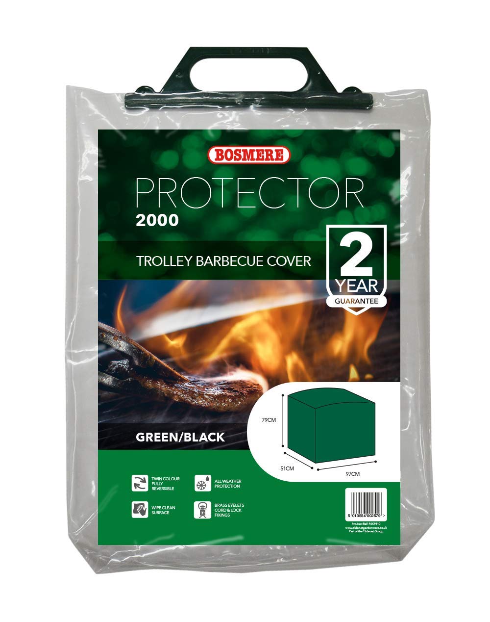 Bosmere P510 Protector Plus Grillabdeckung – Wendbar Grün/Schwarz, Mit Rädern, Wetterfest