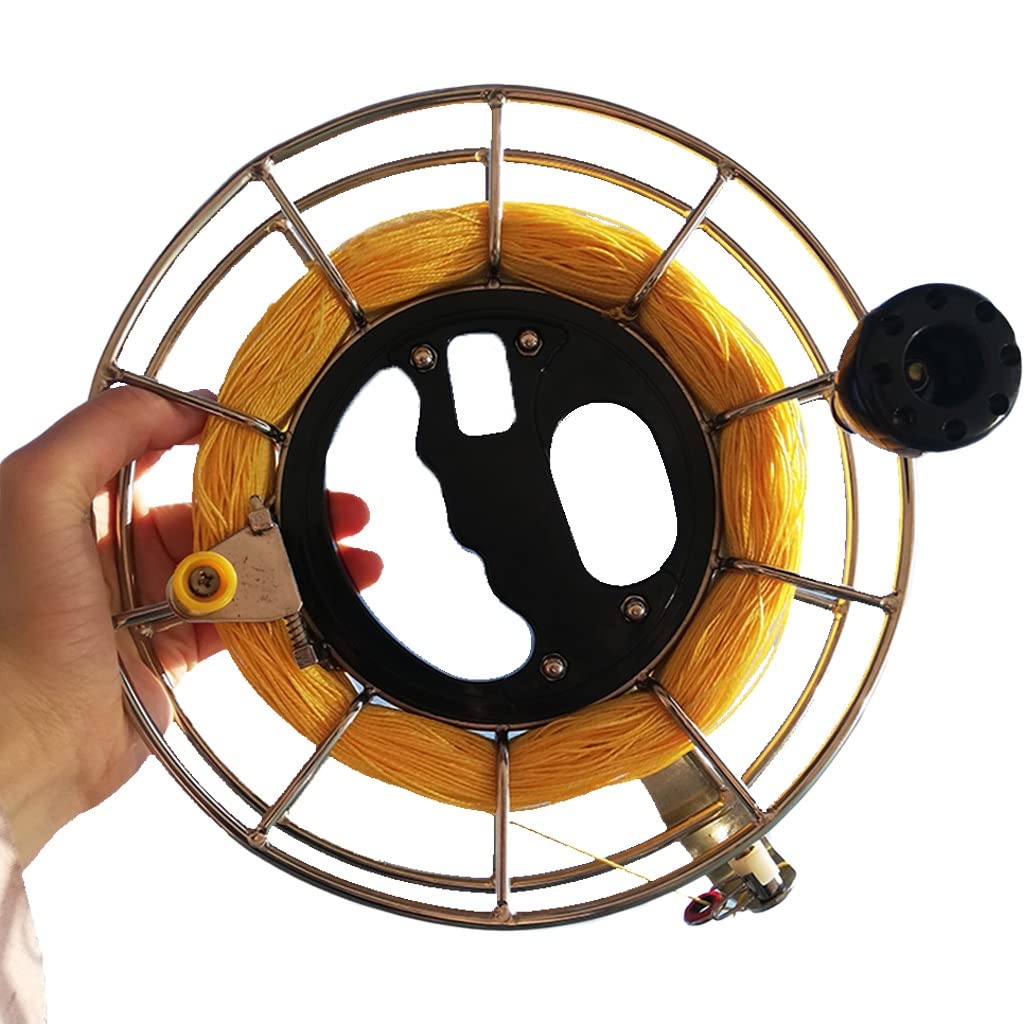 Stummgeschalteter Drachenrollenwickler mit 1200 Metern dreisträngiger Leine, Brems- und Rücklaufsperre, Drachenschnurrolle für Erwachsene und Anfänger (Metallic, 26 cm)