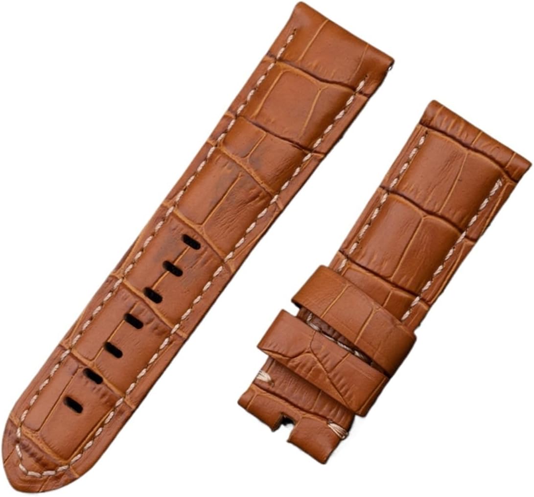 SDFFGHJ 22mm 24mm 26mm Italy Calf Bamboo Leather Watchband Compatible with Panerai Strap Watch Band with Buckle PAM441/111/386 Accessories
