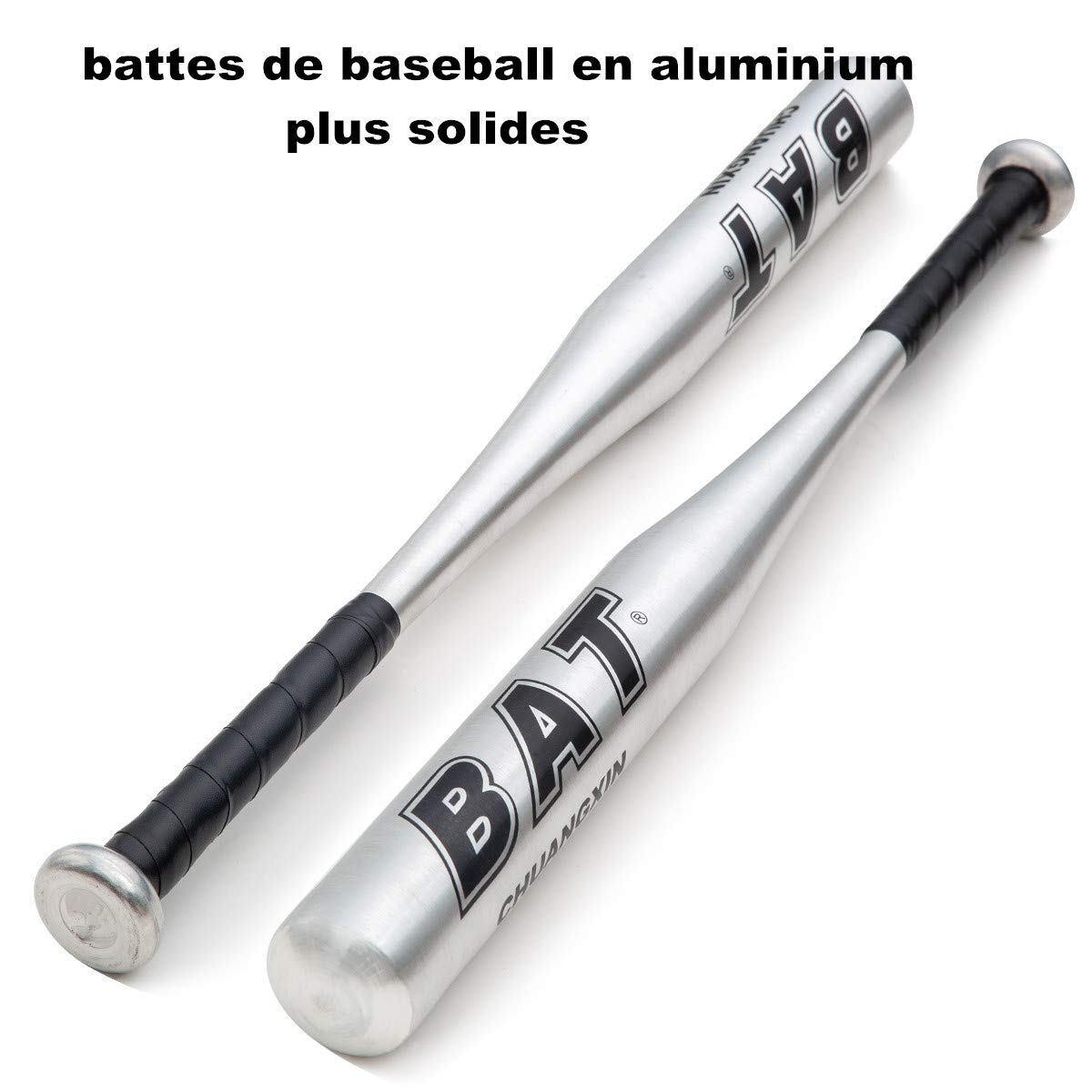 Batte de Baseball Aluminium 34 Pouces Bleu Noir Argent au Choix Batte Base-Ball métal Adulte Pro Léger pour Exercice Joueurs Jeu Homme Femme 86cm de Longueur Solide Durable à la Mode (Argent)