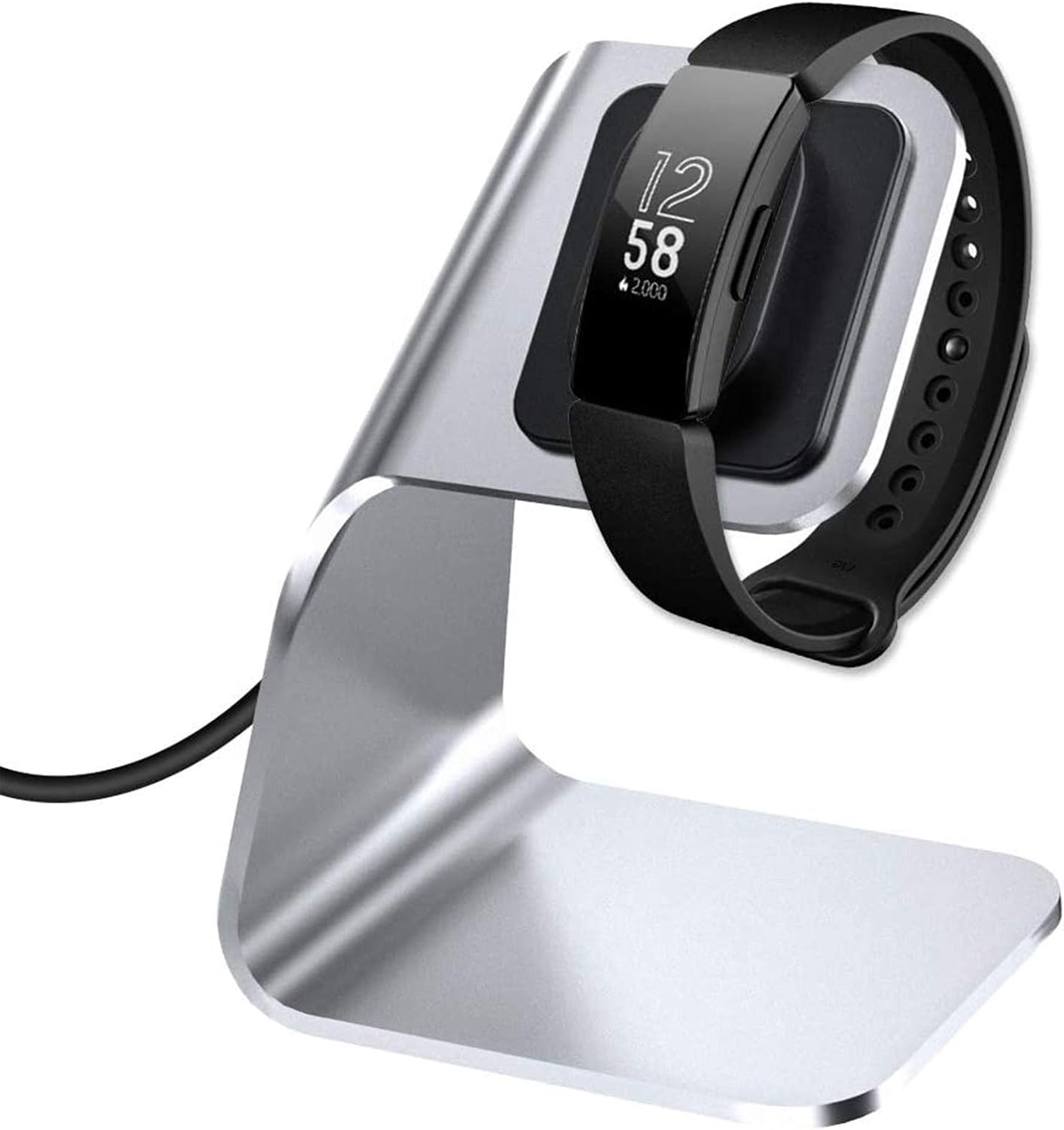 CAVN Charger Compatible with Fitbit Inspire/Inspire HR (Not for Inspire 2), Replacement Charger Stand Charging Cable Cord Stand Cradle Base with USB Cable Smartwatch Accessories (Silver)