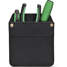 Large Pocket Protector Genuine Black Buffalo Leather Pen Holder Pouch Organizer for Shirts, Lab Coats, Pants - Multi-Purpose - Holds Pens, Pencils, tools and Notes for School, Office