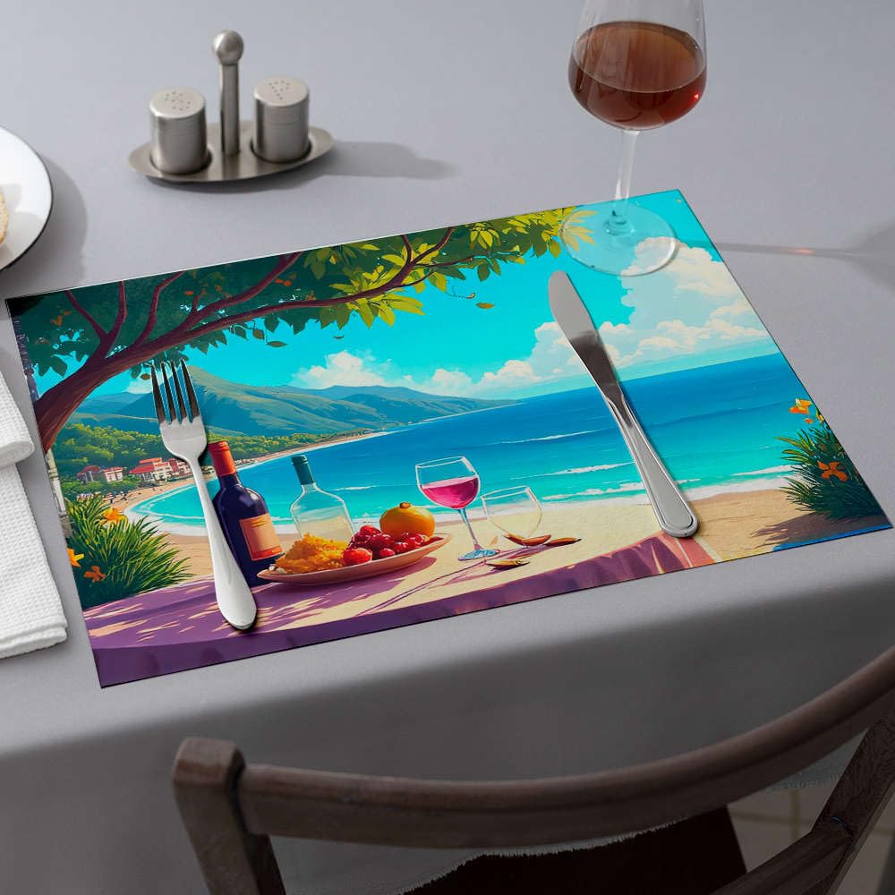 Sets de table de style ferme océan et vin de qualité supérieure pour réception élégante