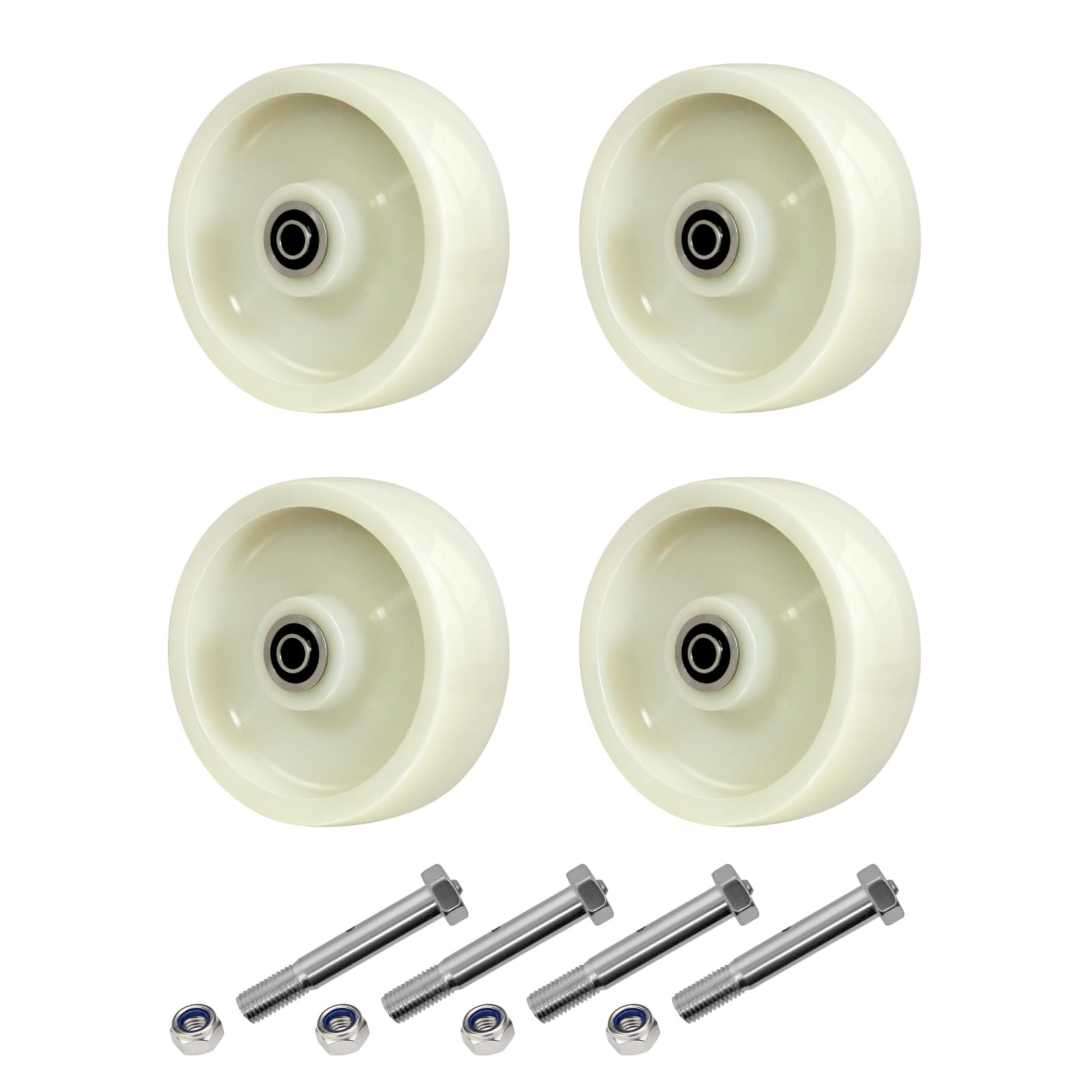 Ruote piroettanti da 15,2 x 5,1 cm, in nylon resistente con cuscinetto di precisione, capacità di carico di 317,5 kg per ruota, ruote bianche di ricambio per camere bianche, camion con