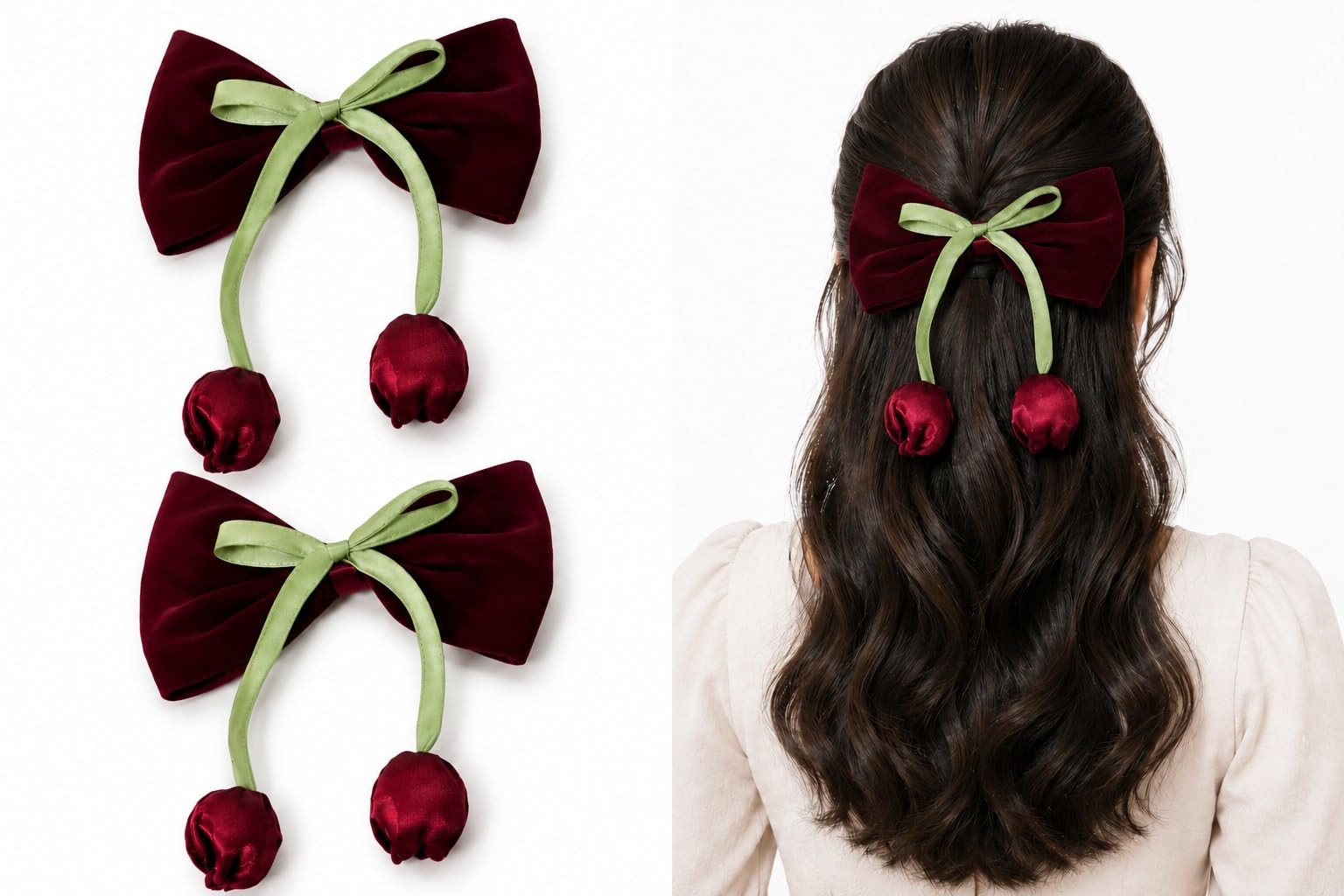 Item Name: Putify 2 Pcs Hair Clips for Girls, Cherry Bow Hair Clips Combo, Cute Korean Hair Accessories for Kids, Baby Girls & Toddlers, Strong Grip Ribbon Bow Hair Pins for School, Party & Daily Wear-image-16