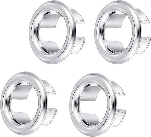 Paquete de 4 fundas para anillo de desbordamiento para fregadero de baño de cocina, agujero redondo de desbordamiento, tapa de desagüe, inserción en