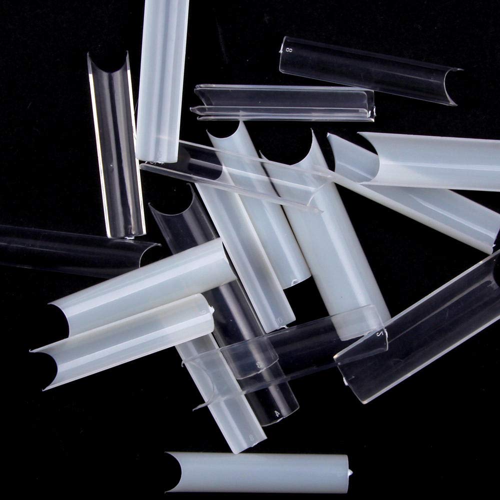 LIMILILIMILI 500PcsBag XL C Curve Straight Square Nail Tips Extra Long Acrylic False Nails Extension Half Cover 10 Sizes DIY Gel Fake Tip-2pcs Set