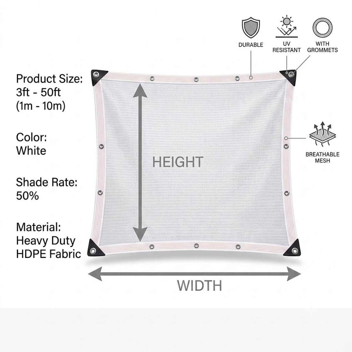 Filet de jardin anti-grêle 4 x 5 m – Protection UV, maille imperméable avec œillets pour balcons et serres extérieurs, couverture respirante pour plantes, protection robuste des cultures