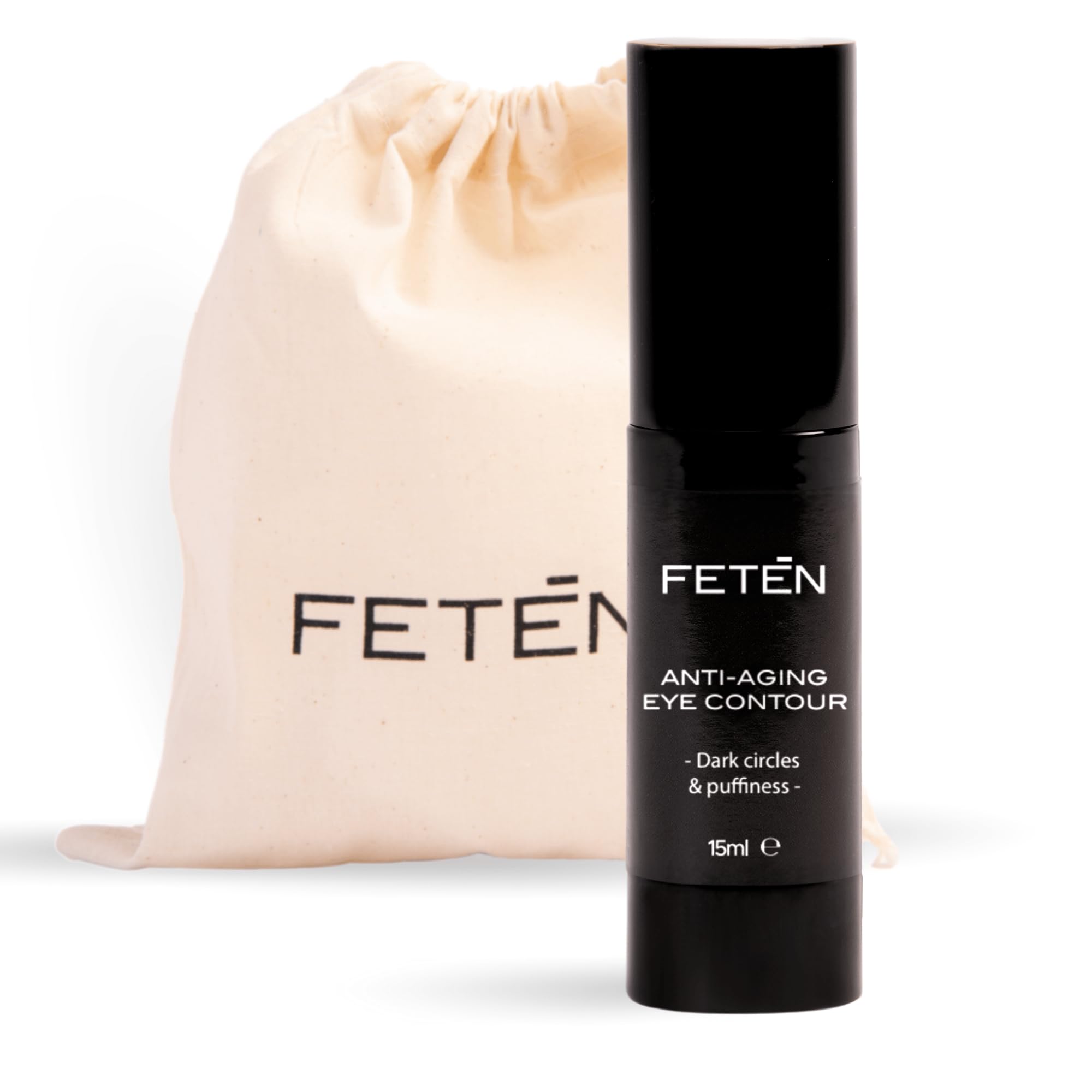 FETĒN Contorno de Ojos Hombre - Antiojeras y Bolsas con Vitamina C, Crema Antiedad Despigmentante para Ojeras, Sérum Hidratante Antiarrugas, Tratamiento Ojeras y Bolsas (Pack 1 Unidad)
