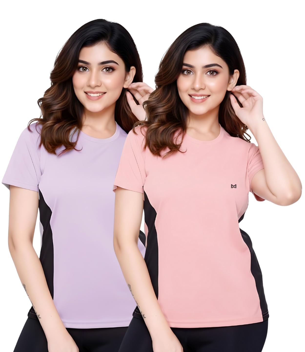 white moon Gym Tshirt for Women Workout Dry Fit t Shirt Sports Tshirt | Gym Tops for Woman | Lightweight Round Neck Breathable Half Sleeve Activewear Running Yoga Tops for Woman (Pack of 2)-picture-27