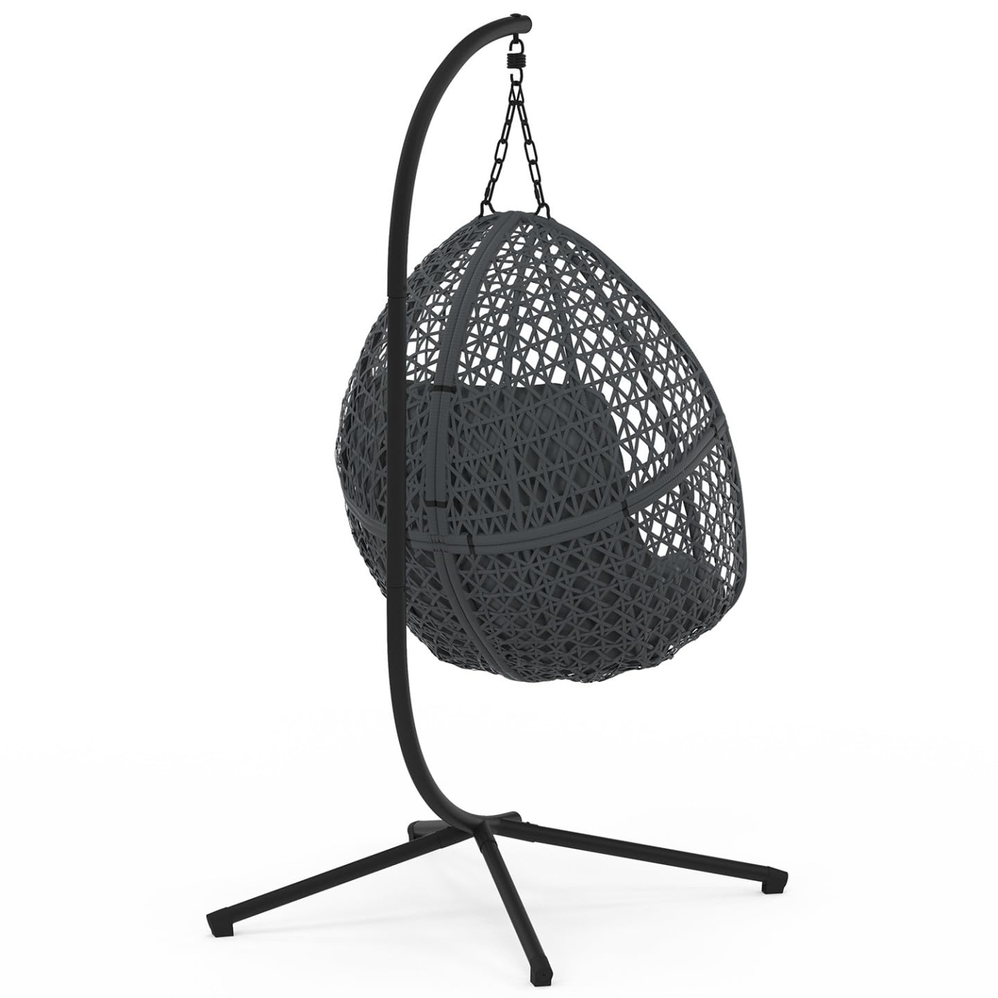 IDMarket - Fauteuil Lune Suspendu ajouré Effet rotin avec Coussin Gris