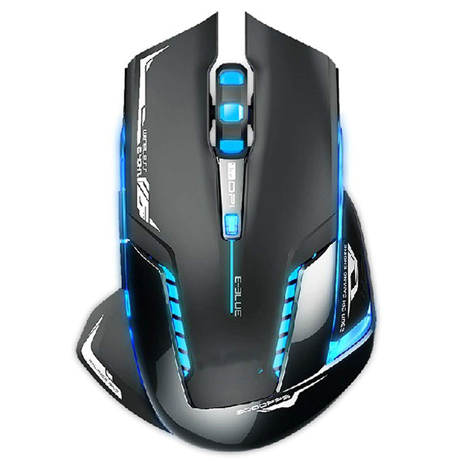 DUDUBERLY Best Price E-3lue 6D Mazer II 2500 DPI Blue LED 2.4GHz Wireless Optical Gaming Game Mouse Tshirt,Blue PSJC
