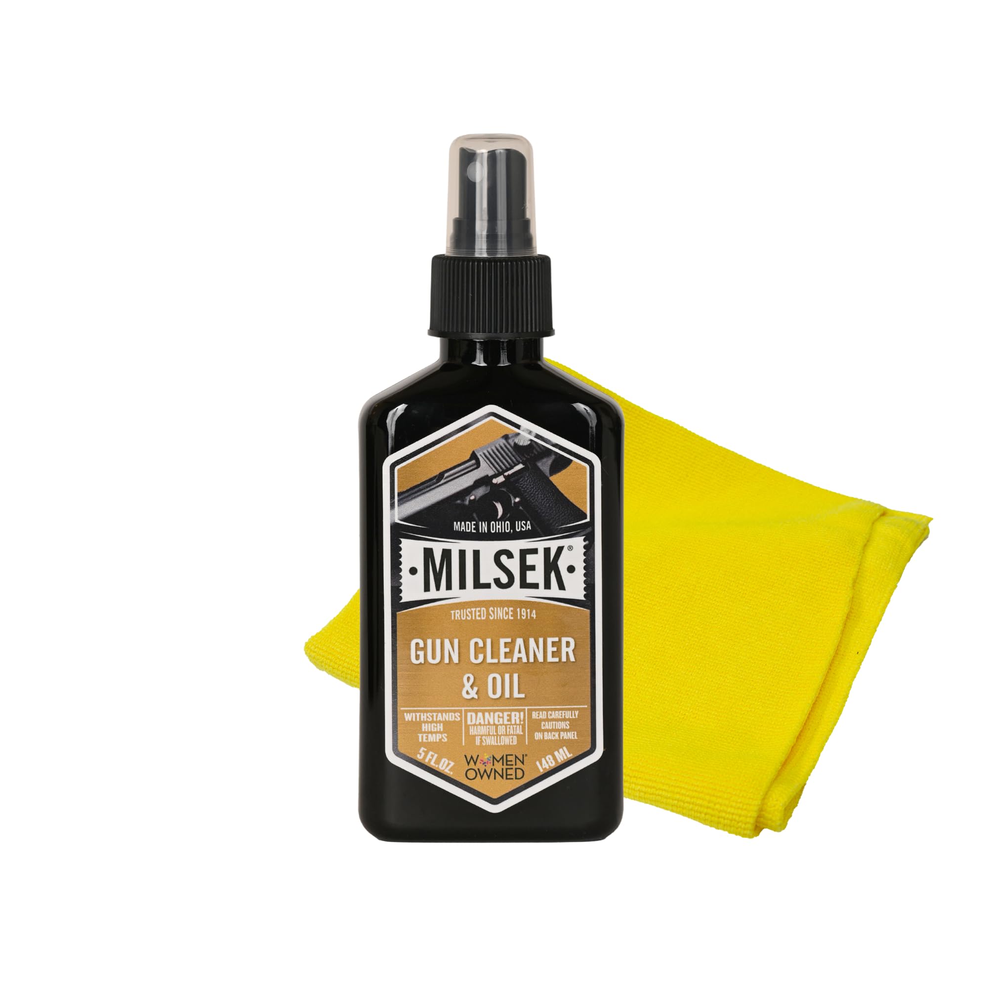Title: Milsek Gun Cleaner & Oil - Cleaning Supplies and Rust Remover for Rifles, Shotguns, Hand Guns and Pistol - 5 Fl Oz (Pack of 1) with Microfiber Towel