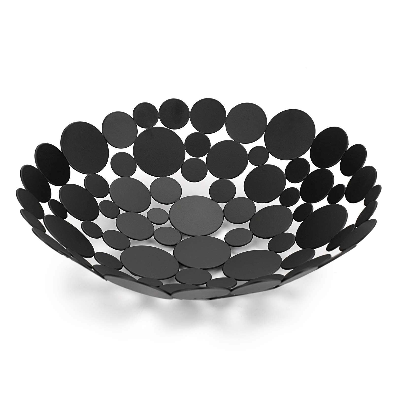 Sponsored Ad – Metal Fruit Bowl Large Round Storage Baskets Creative Table Fruit Stand Decorative Round Storage Tray for Bread Fruit Snacks Candy Households Items (Black)