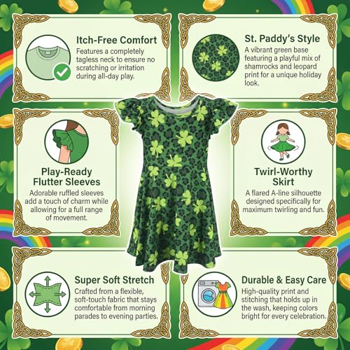 Image of Unique Baby Girls' Short Sleeve Everyday Printed Dresses for Kid and Toddler, Sizes 2T-12Y