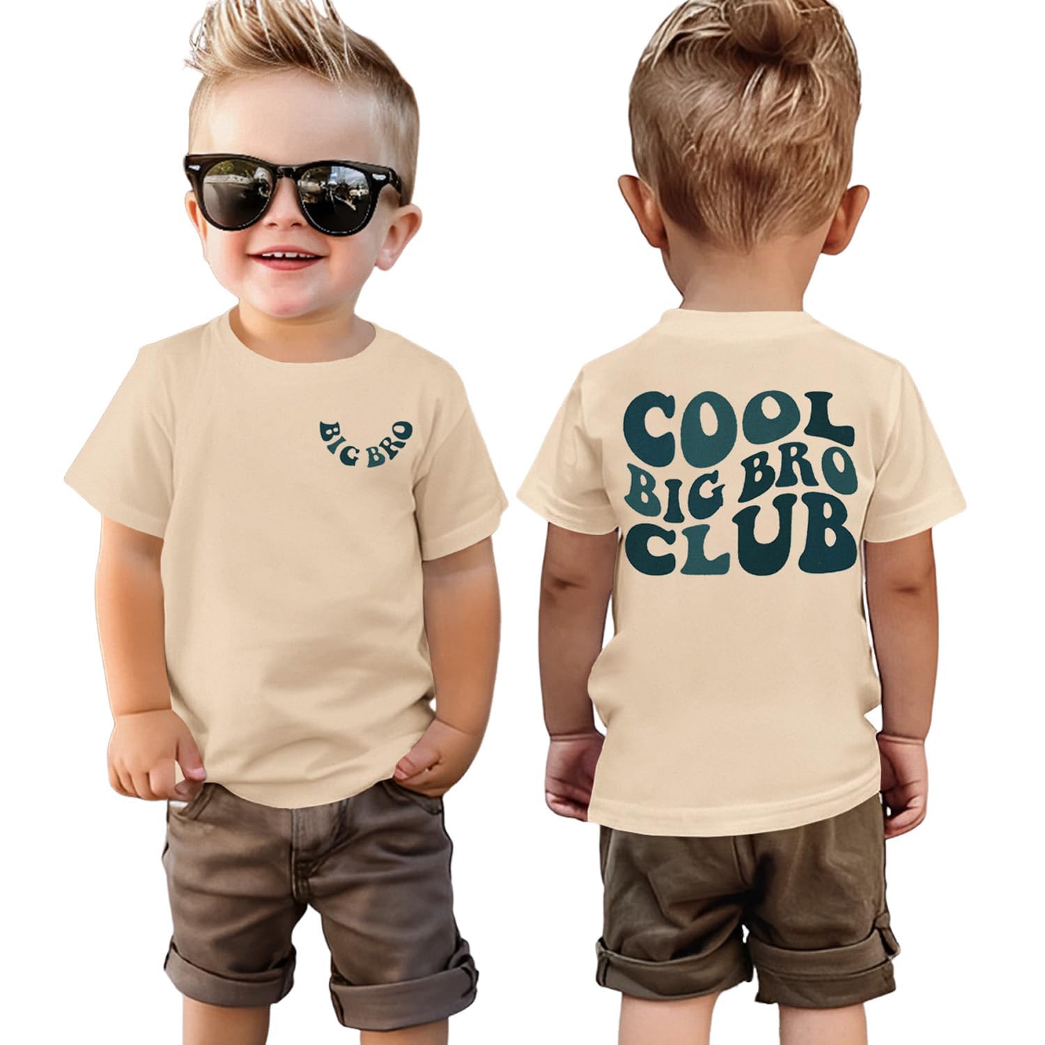 Big Brother Cool Big Bro Club T-shirt dla chłopców, zabawna koszulka z nadrukiem dla dzieci, na lato, z krótkim rękawem, bawełniana koszula