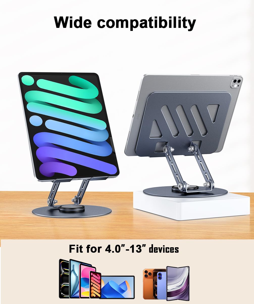 Tablet-Ständer für iPad-Halter, verstellbar, um 360° drehbar, Tablet-Halterung für Schreibtisch, Bürozubehör und iPad Pro 12,9/11, Air 10,9, Samsung Tab S9, Mini, Kindle, Switch 4,7-13 Zoll