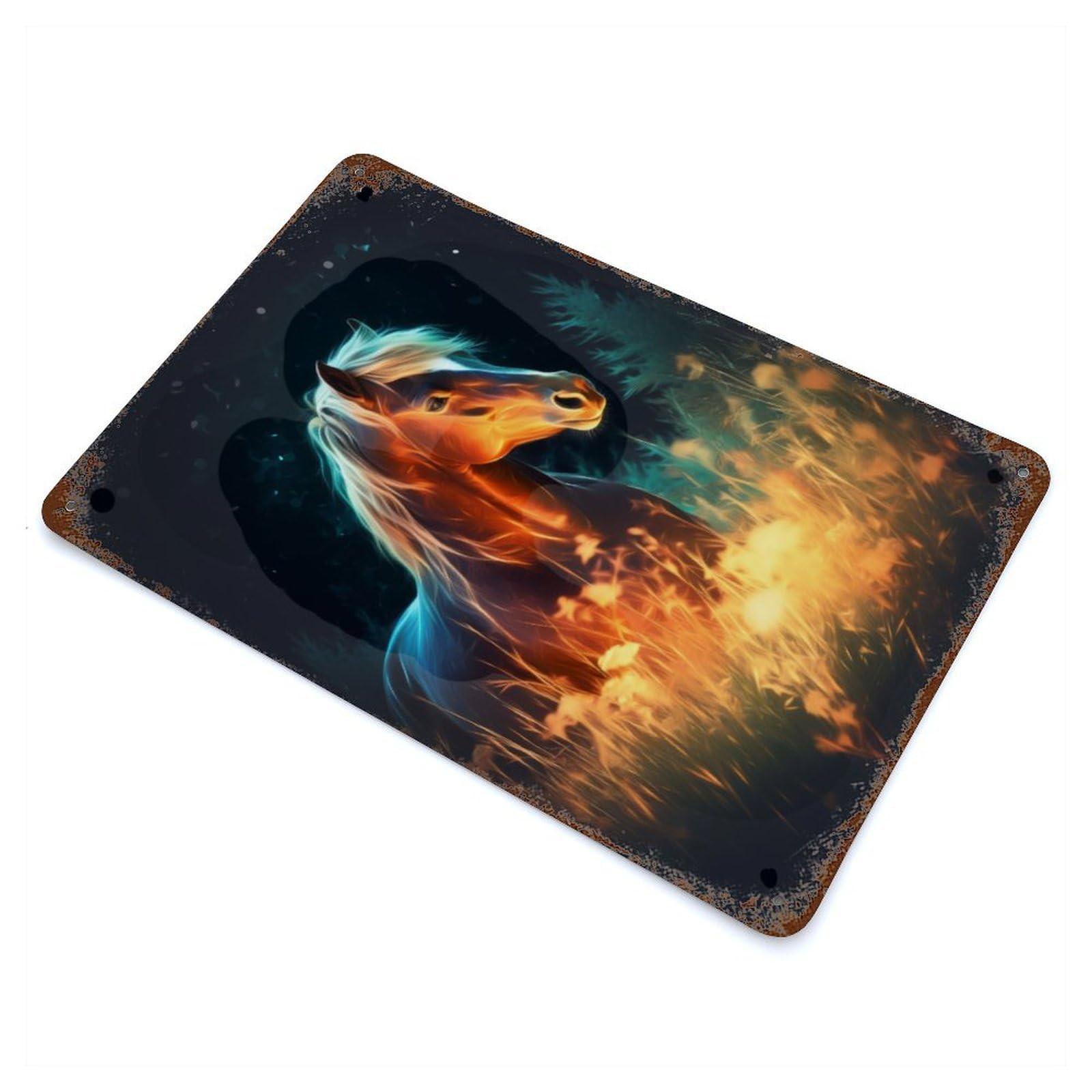 Majestic Horse Rust Effect Tin Sign 11.8"x7.9", Novelty Wall Decor for Garage, Pub Or Kitchen