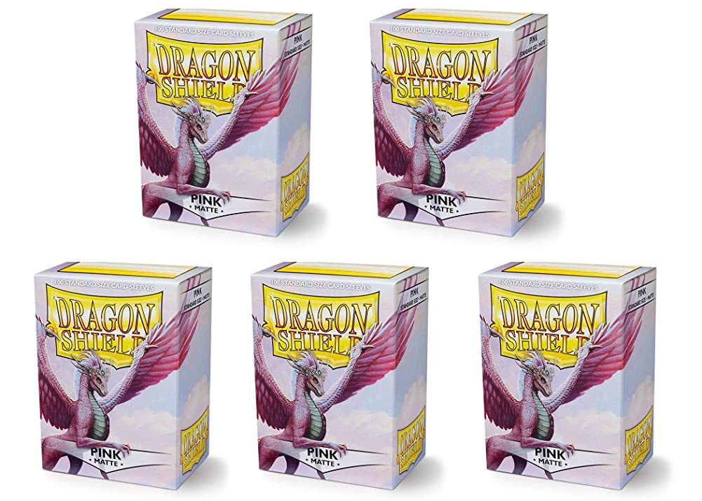 5 Packs Dragon Shield Matte Pink Standard Size 100 ct Card Sleeves Value Bundle!