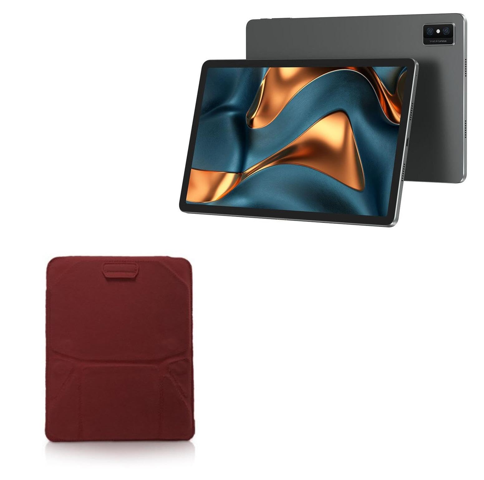 BoxWave Case Compatible with Vastking Kingpad S20 (14.1 in) - Velvet Pouch Stand, Velour Slip Sleeve Built-in Foldable Kickstand - Burgundy