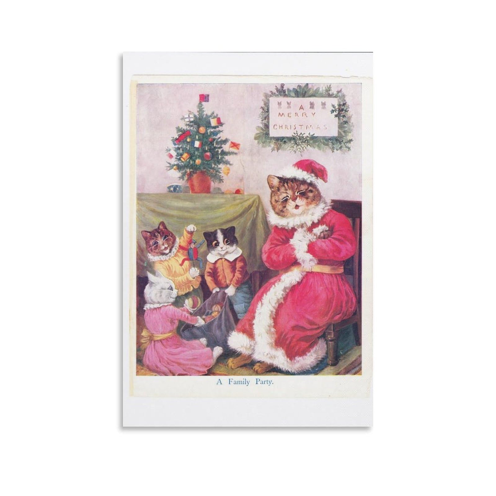 Amazon.co.jp: 猫のクリスマスパーティーの版画 ルイ・ウェイン作