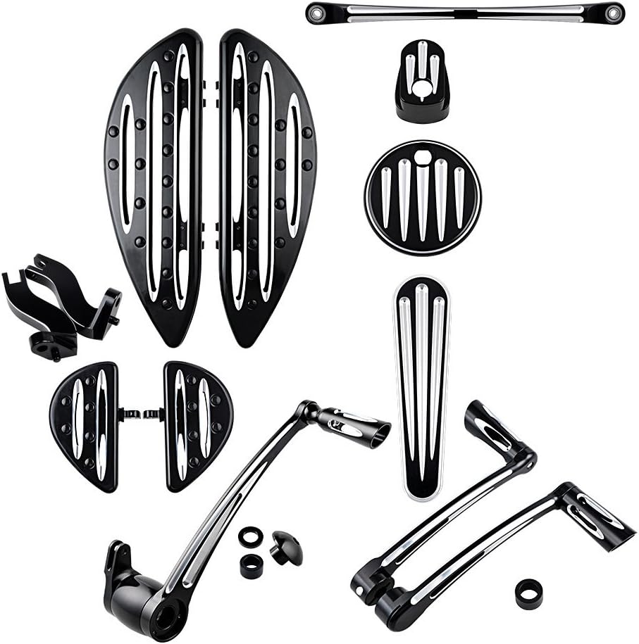 Front & Rear Floor boards w/Peg Mount + Brake Arm Kit + Toe Heel Shift Lever Shifter Peg + Dash Accessory Pack + Shift Linkage Compatible with 2014-16 Harley Touring