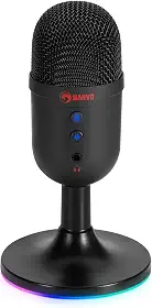 Microfone Gamer New Hero Vox, RGB, USB, Preto