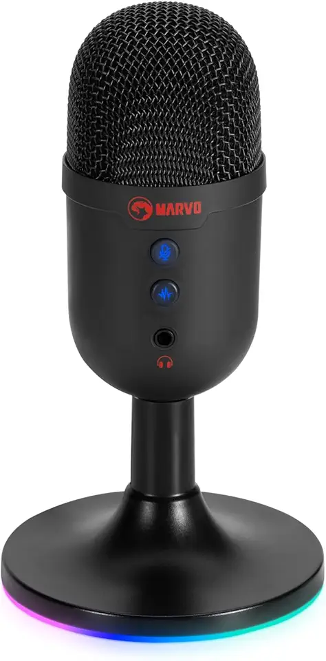 Microfone Gamer New Hero Vox, RGB, USB, Preto