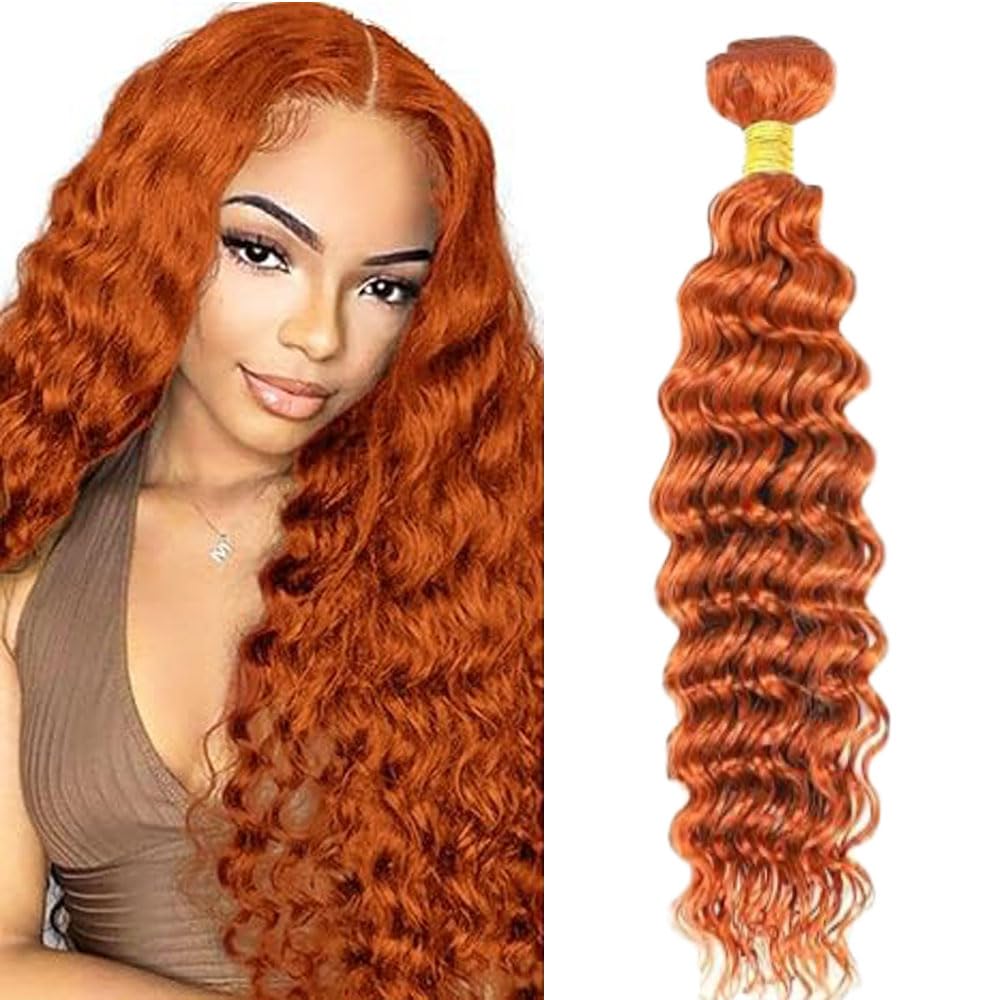 Photo 1 of #350 Ginger Orange Human Hair Bundles 24 Inch Color 350 Bundles Human Hair Extension Deep Wave 1 Bundle Orange Ginger Unprocessed Brazilian Virgin Hair 100G/PC