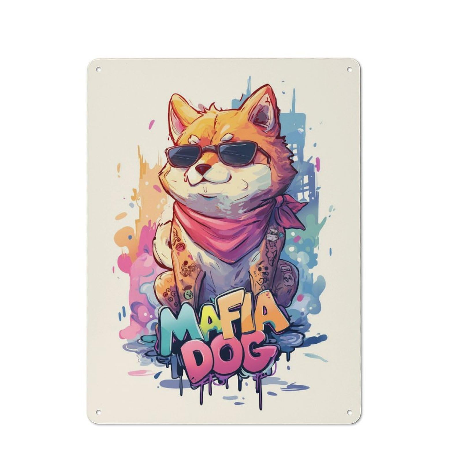 Junmoney Street Style Pup Cool Canine Culture Cafe Style Metal Wall Decor 40X30cm, Vintage Metal Sign For Coffee Bar, Small Shop Or Dining Room