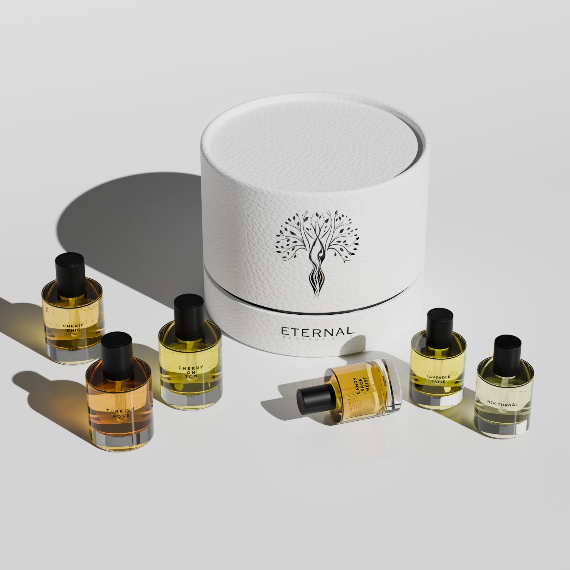 Gift Box- Concentrated Perfume Oil Gift Set 6 - Oil-Based Perfume for Women & Men - Eau de Parfum - Cherry On Top, Cherry Chic, Turkish Rose, Lavender latte, Nocturnal, Candy Shop