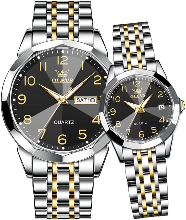 OLEVS Couple Watch Valentines Couple Matching Watches His and Her Couple Set Wrist Watch Men and Women Lovers Wedding Romantic Gifts Set of 2