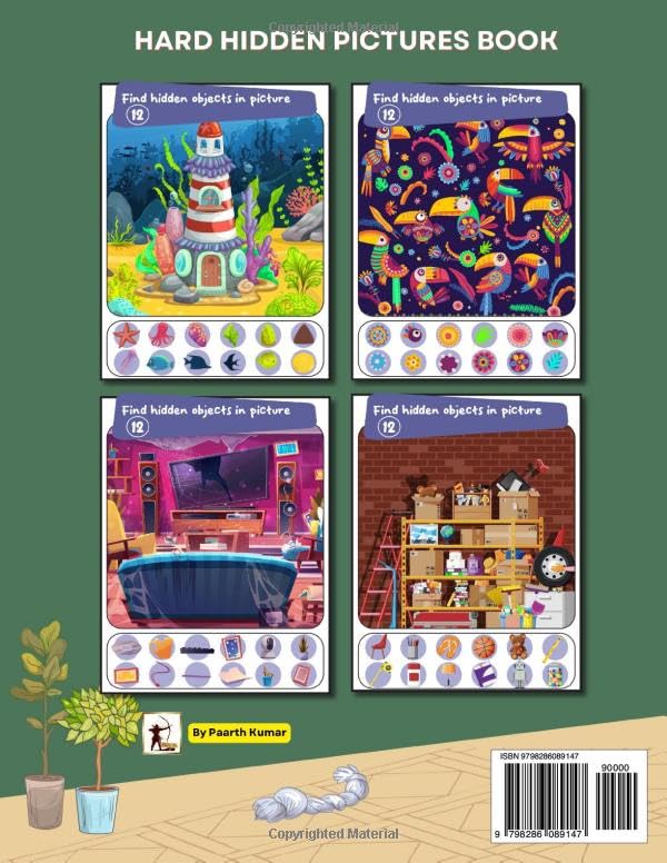 Hard Hidden Pictures Book: Colorful seek and find hidden objects picture book for adults, teen and kids. 50 Super Hard hidden picture search activity Puzzles book. (Hidden Picture Puzzles) - Image 2