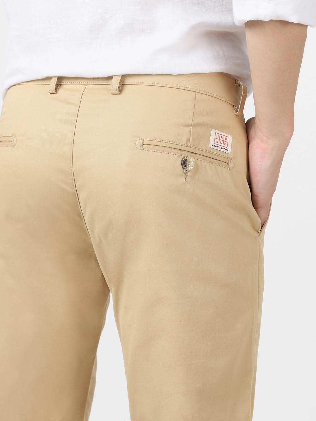 Urbano Fashion Men's Beige Slim Fit Stretchable Casual Chinos 4