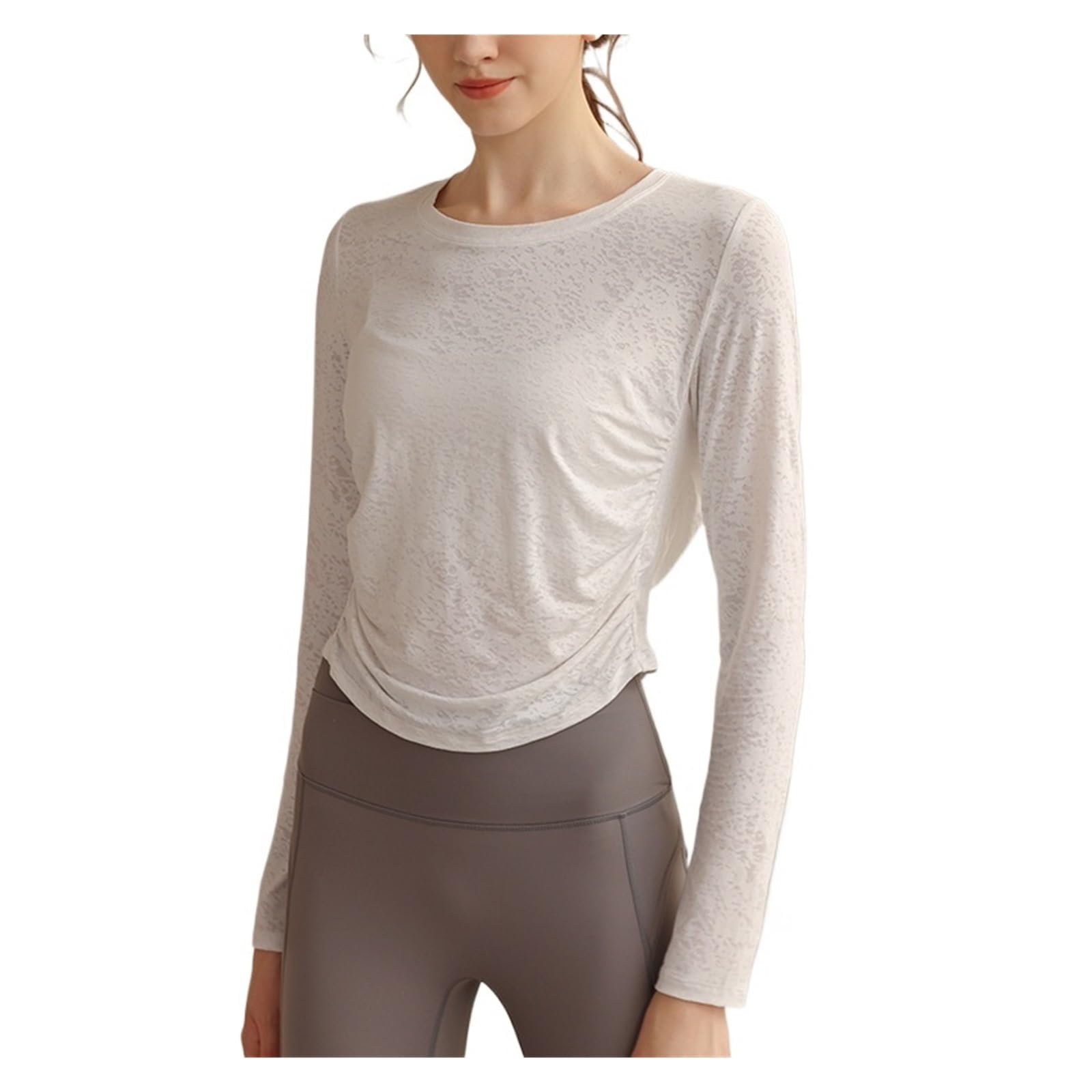 Haut Sport Femme T-Shirt de Yoga Respirant for Femmes, Cover-Up for Course à Pied, Fitness, Manches Longues, entraînement Pilates, Haut Sport