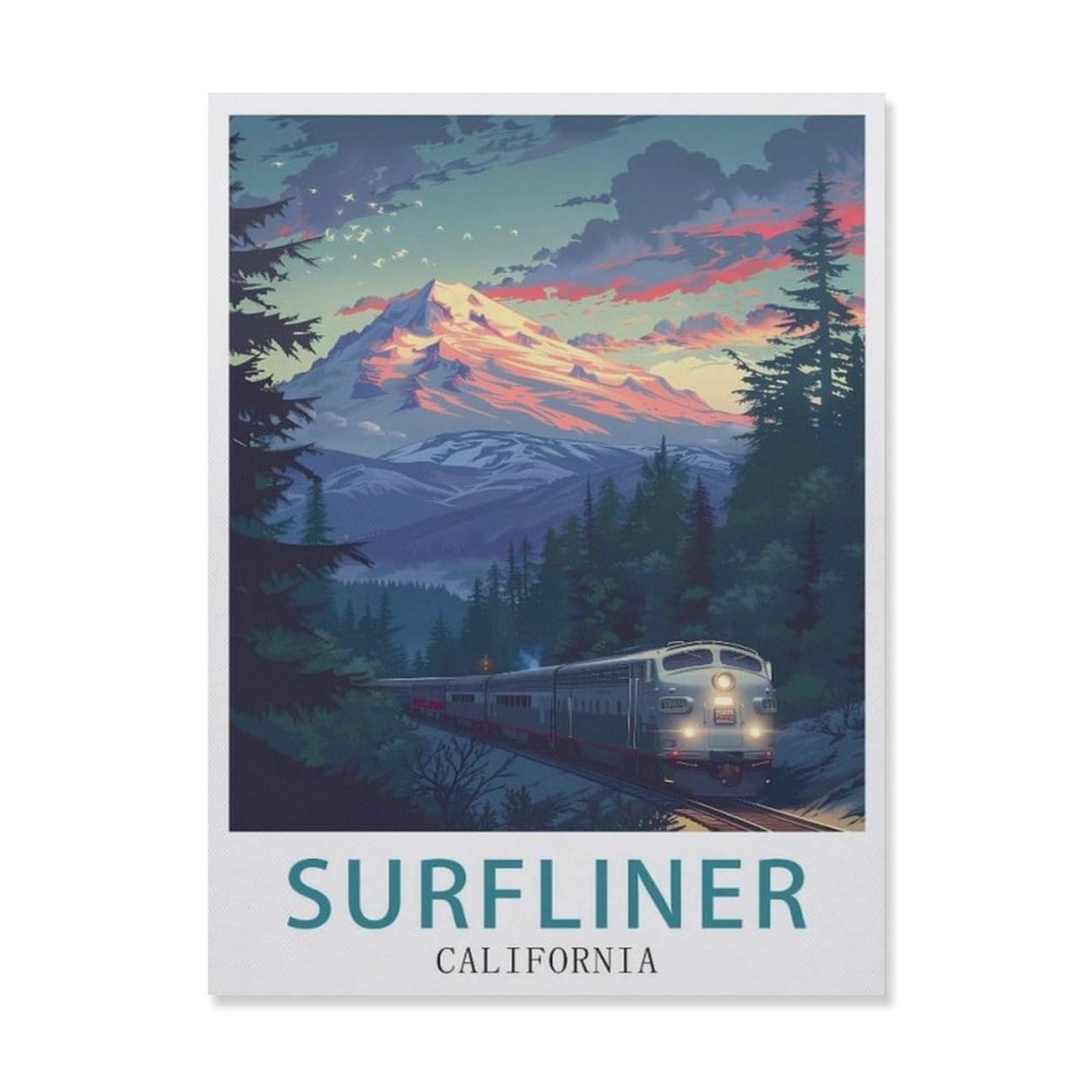 BEAYODKP Paint by Numbers for Adults Beginner，California Surfliner，DIY Oil Painting Kit on Canvas with Paintbrushes and Acrylic Pigment, Arts Craft for Home Wall Decor(30x40cm) 11.8x15.7 inches-DQ29