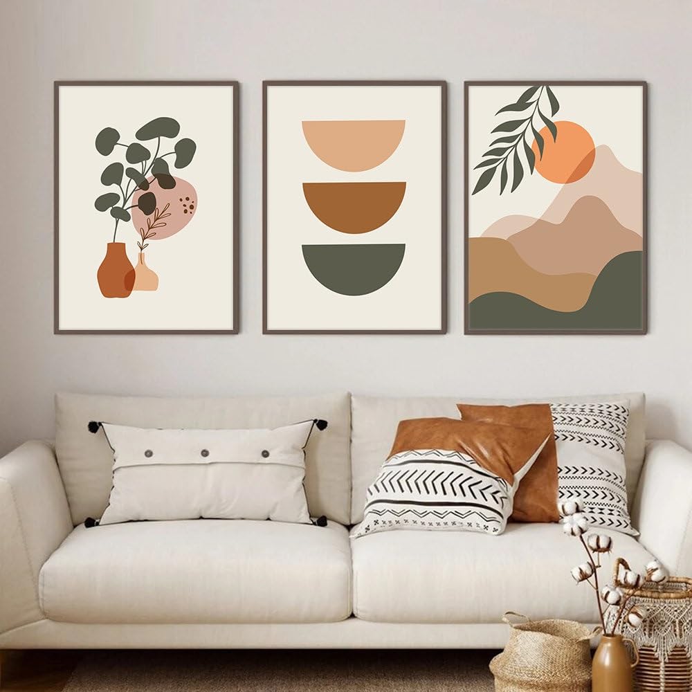 WBYZAC Botanical Posters-Boho Print Pictures Abstract Lines Canvas Painting Leaf Sun Art Prints Geometry Wall Art Nordic Wall Posters Living Kitchen Room Decor-60 * 80cm*3PCS (No Frame)