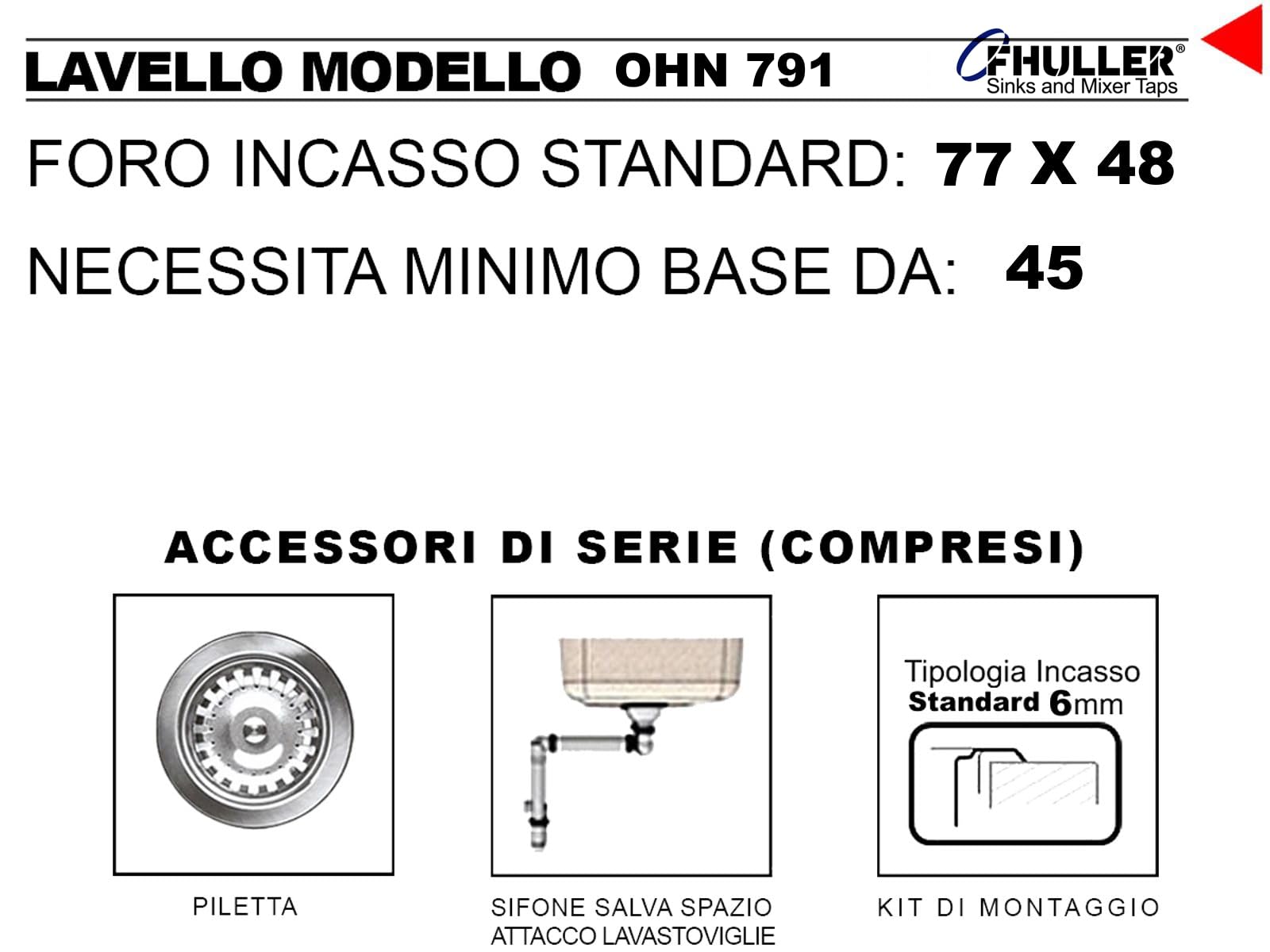 Lavello Cucina 1 Vasca con Gocciolatoio DX Inox 79 x 50 cm - 011551.S1.01.2016