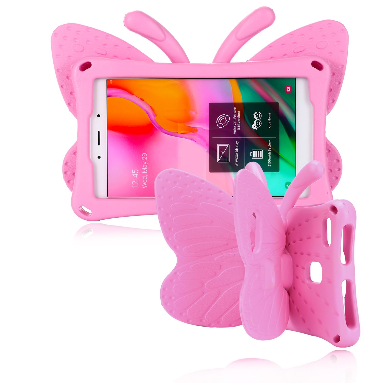 JGY Lenovo Tab M9 2023 Kids Tablet Case - Pretty Butterfly EVA Foam Full Cover for Girls With Stand, Pencil Holder, Shockproof Rugged Protection (Pink