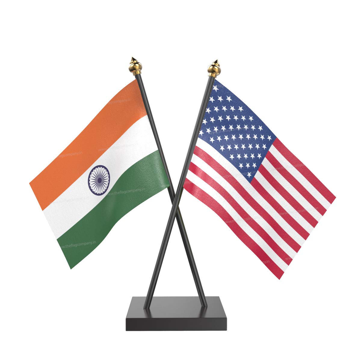 The Flag Company Country Cross Table Desk Flags on Acrylic Base with Poles (Length: 10 inches) | Use for Home & Office,Conference (USA)