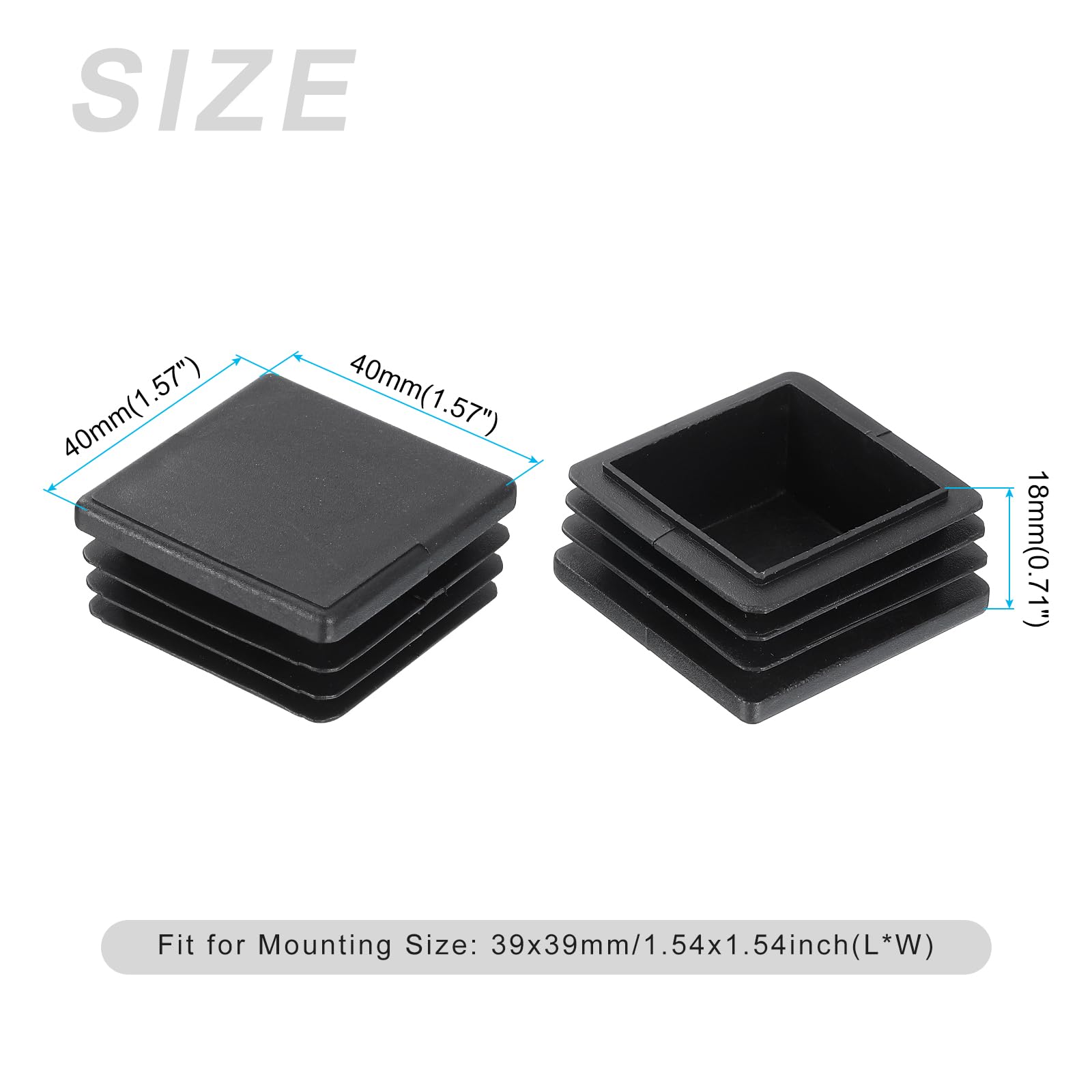 METALLIXITY Square Tube End Cap(40 x 40mm) 12Pcs - Image 2