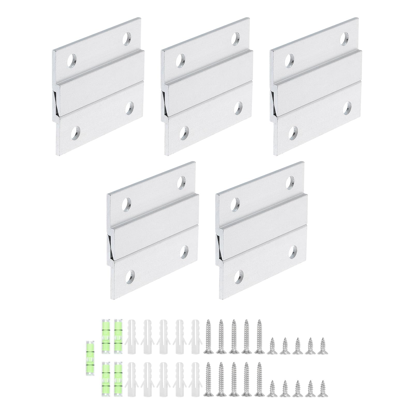TA-VIGOR 10 Pairs French Cleat Picture Hanger 2 Inch Heavy Duty Aluminium Z Bar Clip Interlocking Wall Mount Bracket Kit with Screws and Levels for Hanging Mirrors Frames Shelves Artwork — image 1