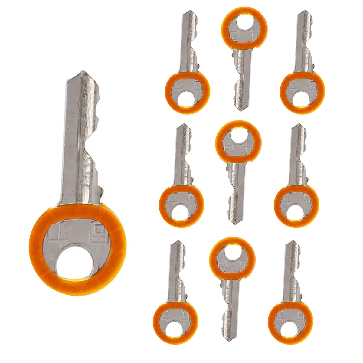 Van Der Linn Unisex Orange Pack Of 10 Round Key Cap Covers, Choose Your Own Colour Soft Rubber Plastic Key Identifier (, 10)