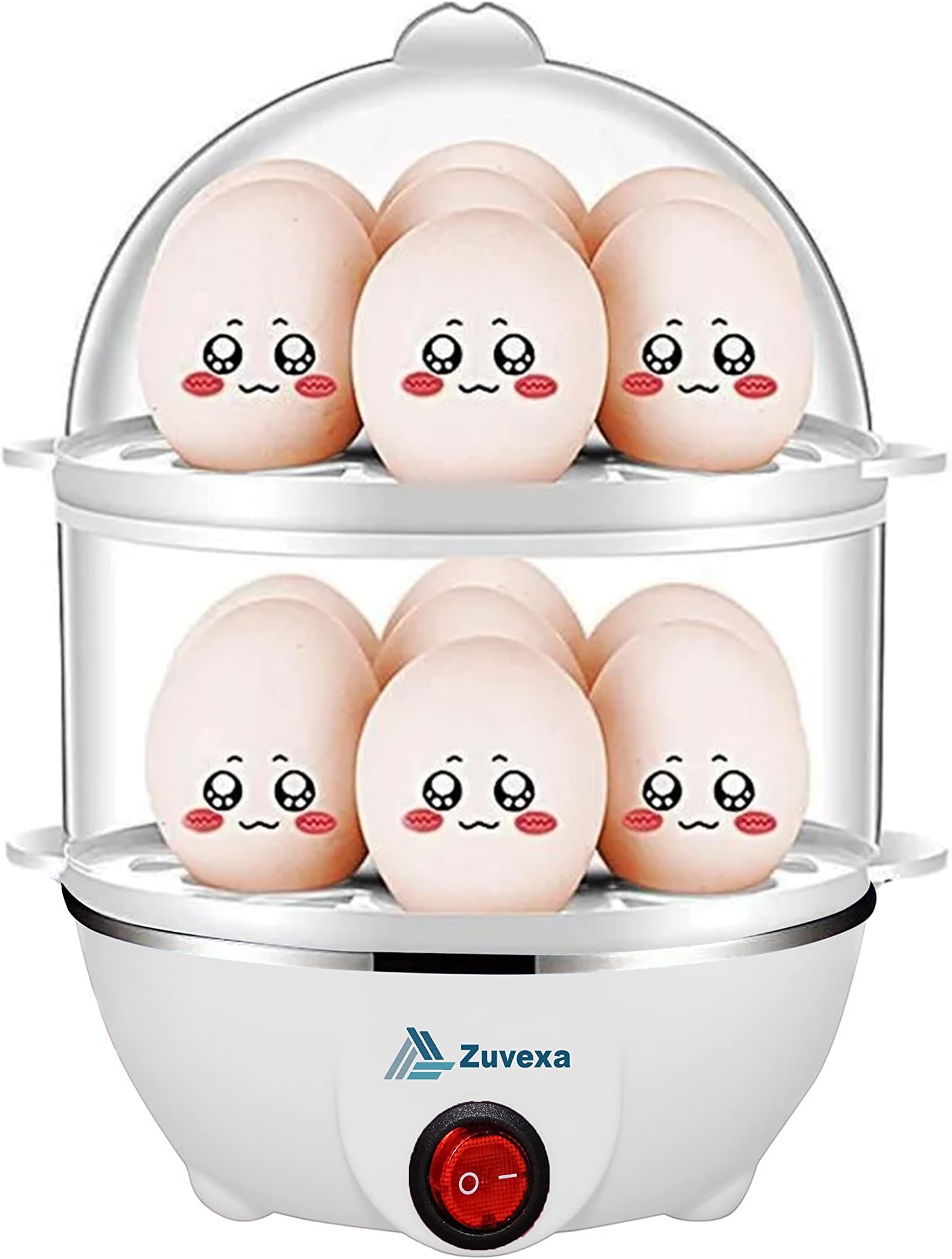 Zuvexa Egg Boiler Poacher Automatic Off Steaming, Cooking, Boiling Double Layer 14 Egg Boiler (Multicolor) 14 ounces (414 ml) Plastic