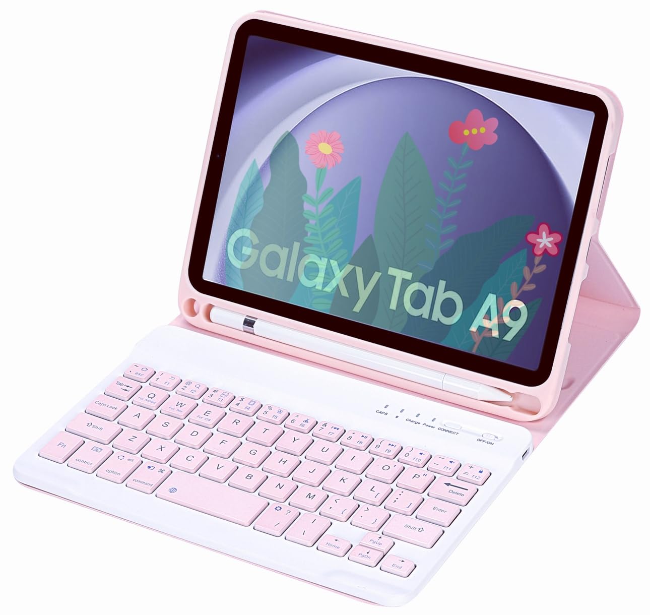Slim Candy Colors Keyboard Case Compatible with Samsung Galaxy Tab A9 8.7 Inch 2023 Model (SM-X110/X115/X117) with S Pen Holder, Mutil Angles Stand