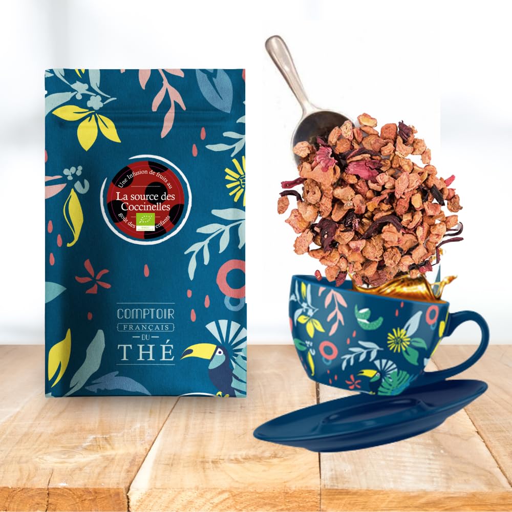 COMPTOIR FRANÇAIS DU THÉ - 2x100 g d'infusion fruitée | Notes de fruitée et gourmande - Délicieux chaud ou glacé, parfait en thé glacé maison - coffret thé à offrir - thé de Noël
