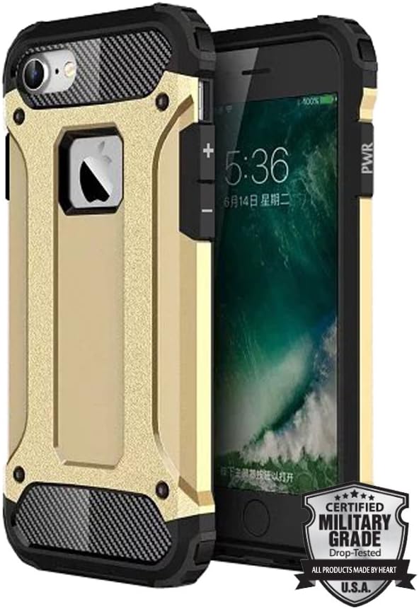iPhone 6S Plus Case,ANKOO [MILITARY GRADE] Tough HEAVY DUTY Armor Hybrid Dual Layer Defender Case Drop-Tested Shock Absorbent Protective Cover for iPhone 6 Plus (2014) / iPhone 6S Plus (2015) - Gold